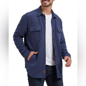 Cloudveil Quilted Jacket Size 2XL Blue Jacquard Knit Shirt Button Front